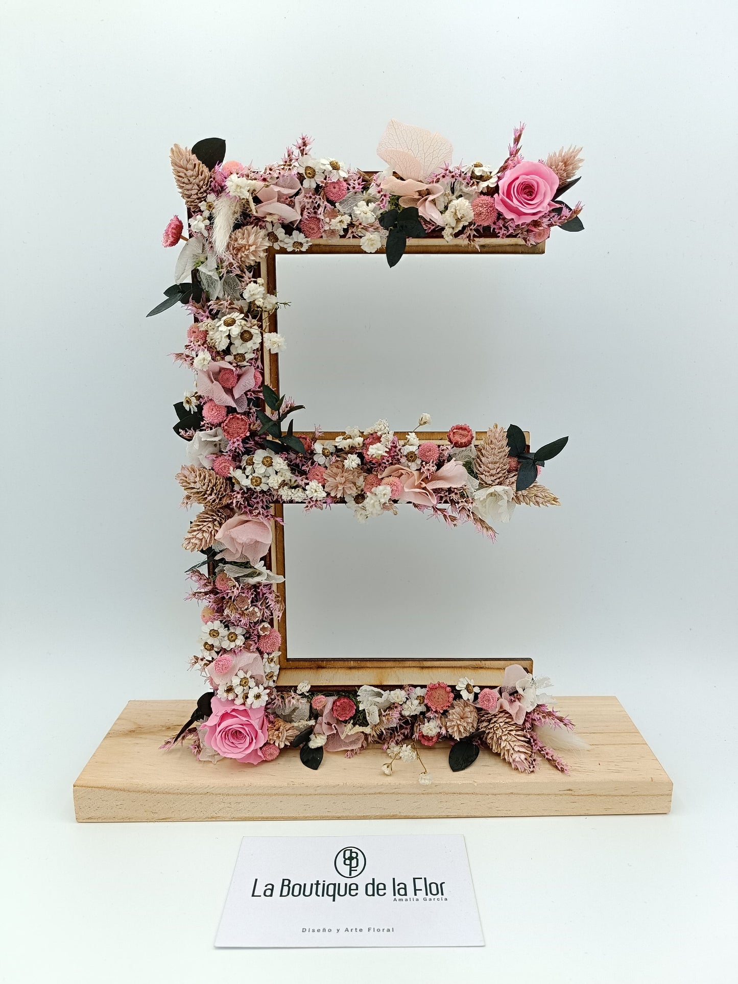 Wooden initials preserved flowers