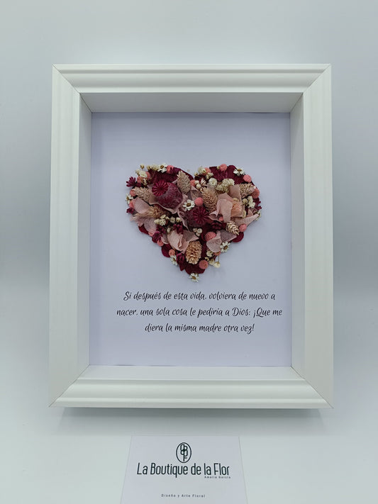 Preserved flower heart frame