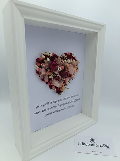 Preserved flower heart frame