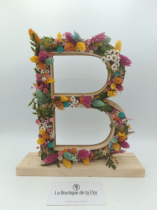 Wooden initials preserved flowers