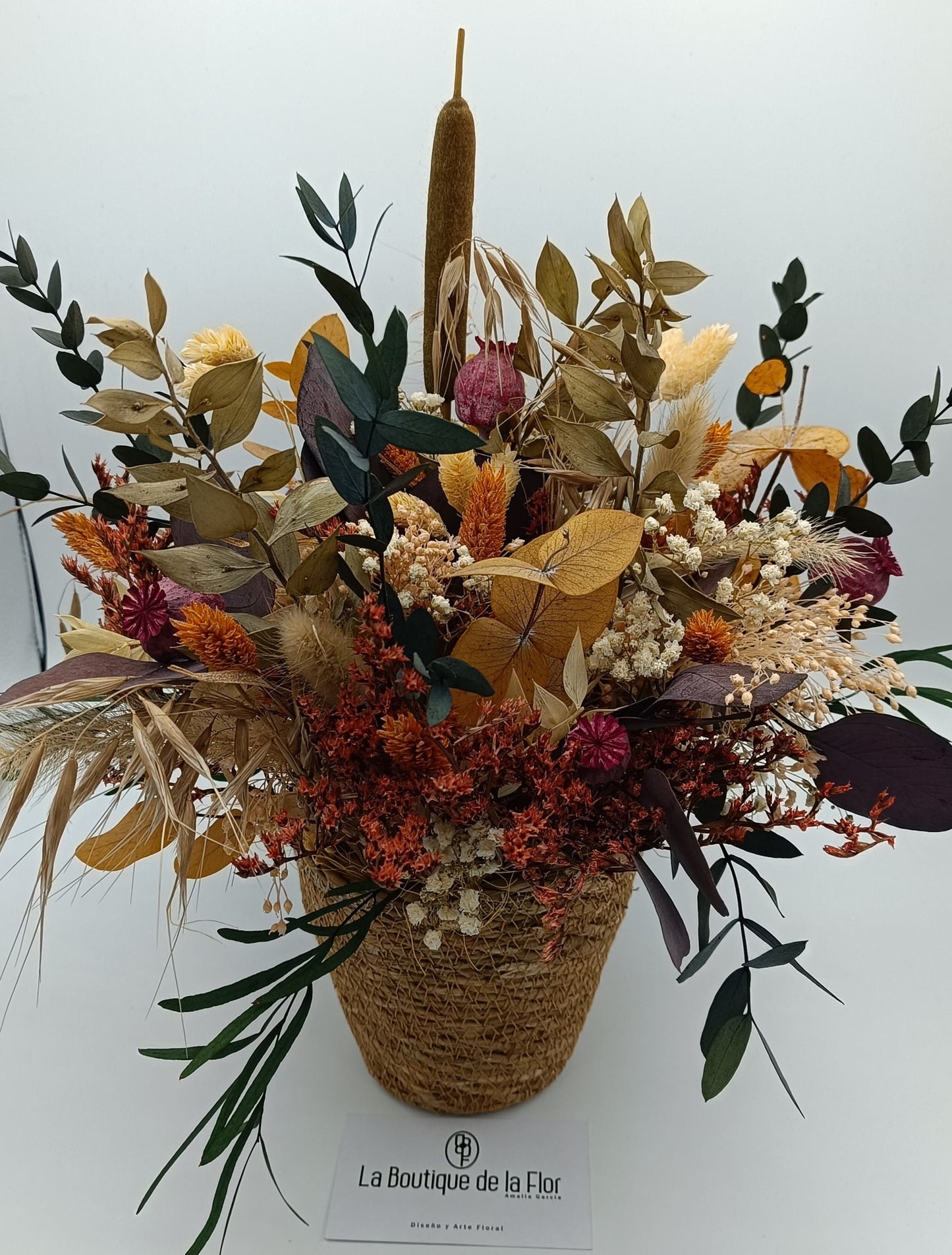 Basket preserved flowers autumnal tones