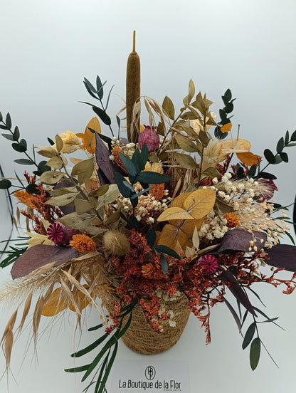 Basket preserved flowers autumnal tones