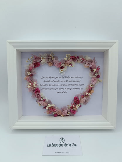 Preserved flower heart frame