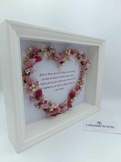 Preserved flower heart frame